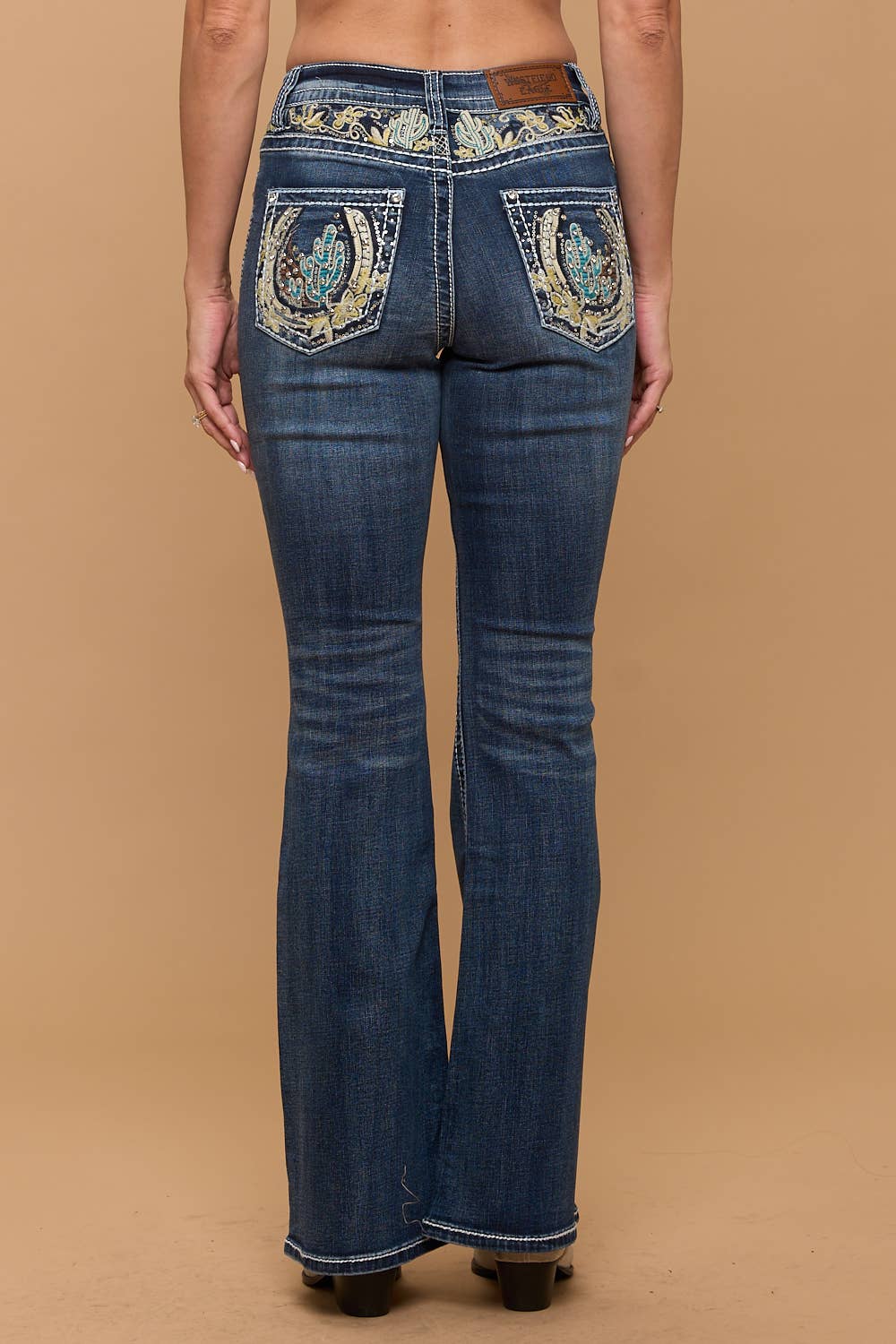Westfield Eagle Flare Cut Western Detail Jeans - Dark Sand Wash