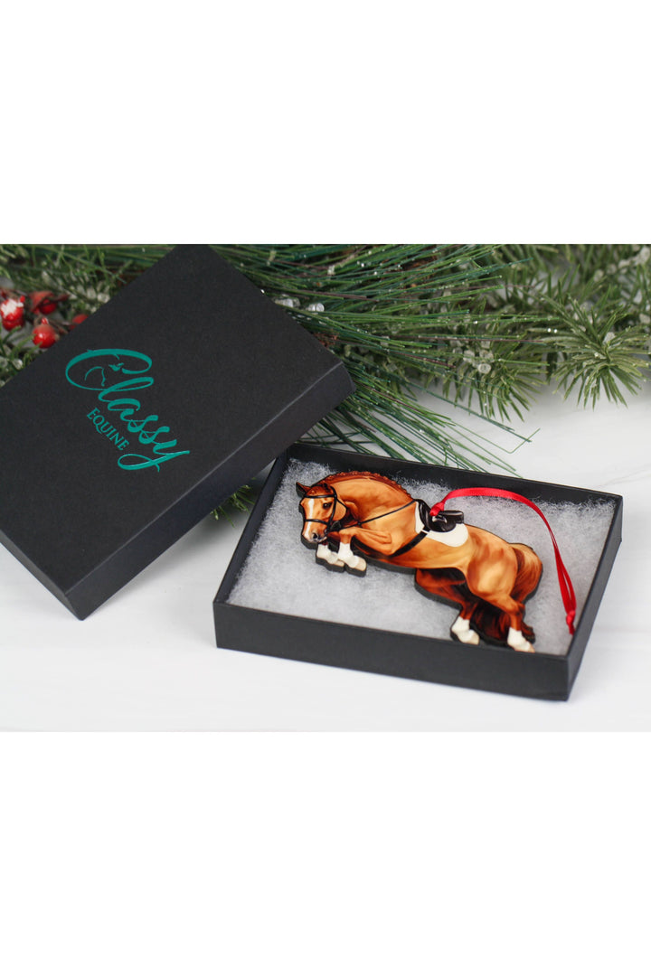 Jumping Horse Ornament - Chestnut Hunter