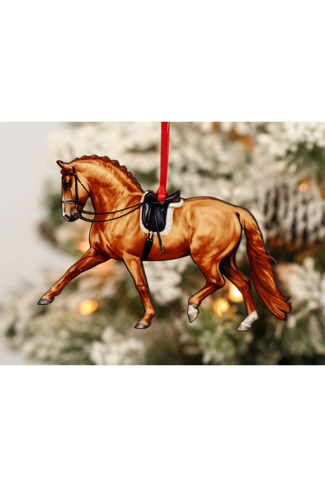 Dressage Horse Ornament - Chestnut Extended Trot Dressage