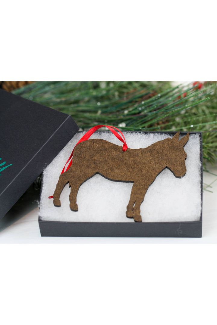 Gray &amp; White Miniature Donkey Christmas Ornament