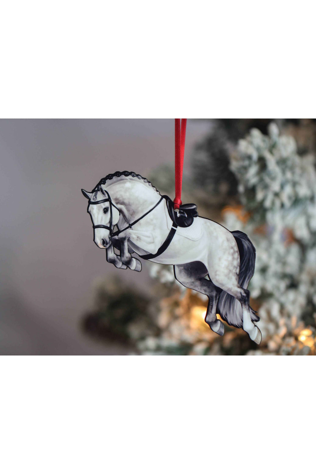 Jumping Horse Ornament - Gray Hunter Equestrian Décor