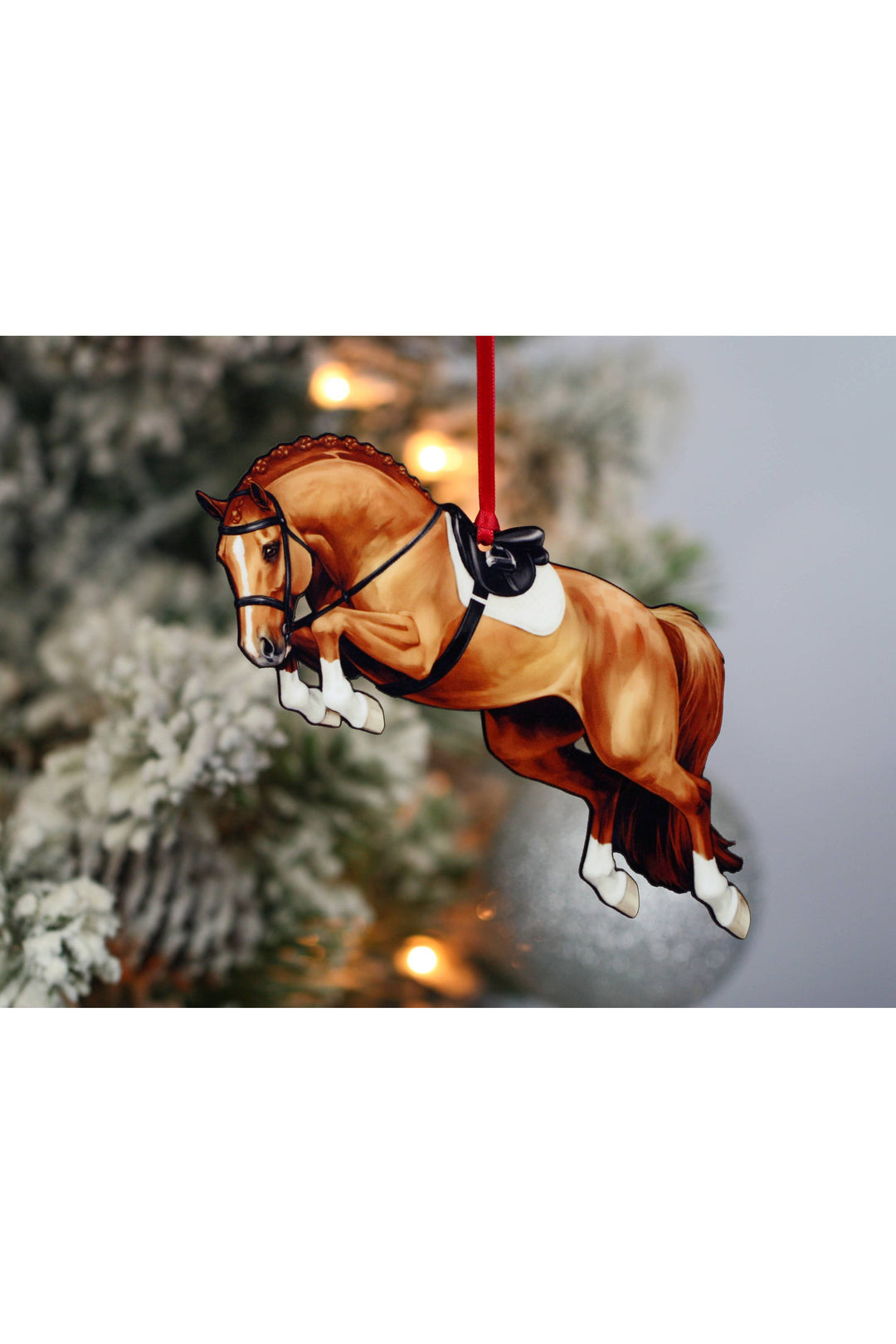 Jumping Horse Ornament - Chestnut Hunter