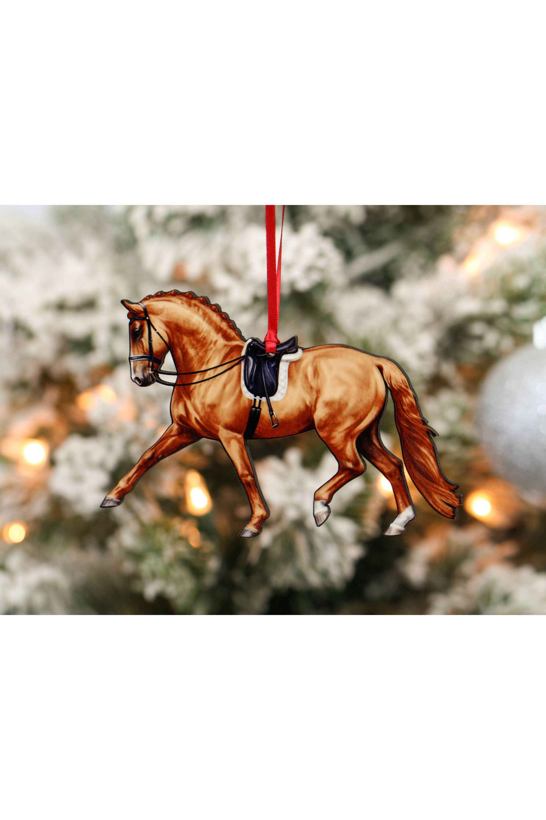Dressage Horse Ornament - Chestnut Extended Trot Dressage