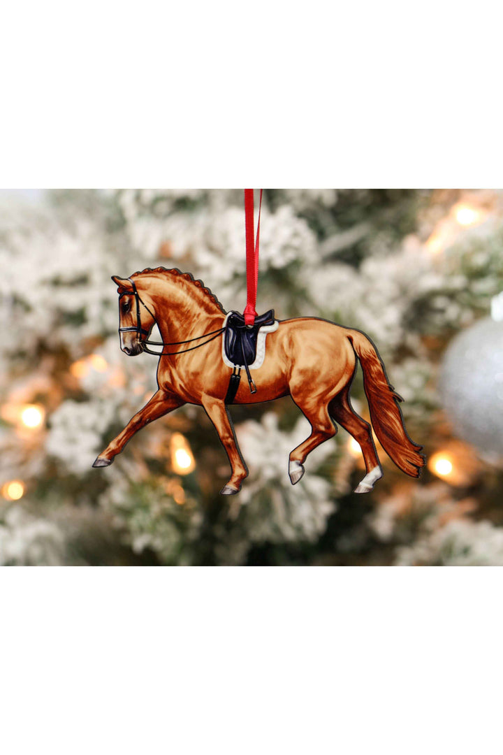 Dressage Horse Ornament - Chestnut Extended Trot Dressage