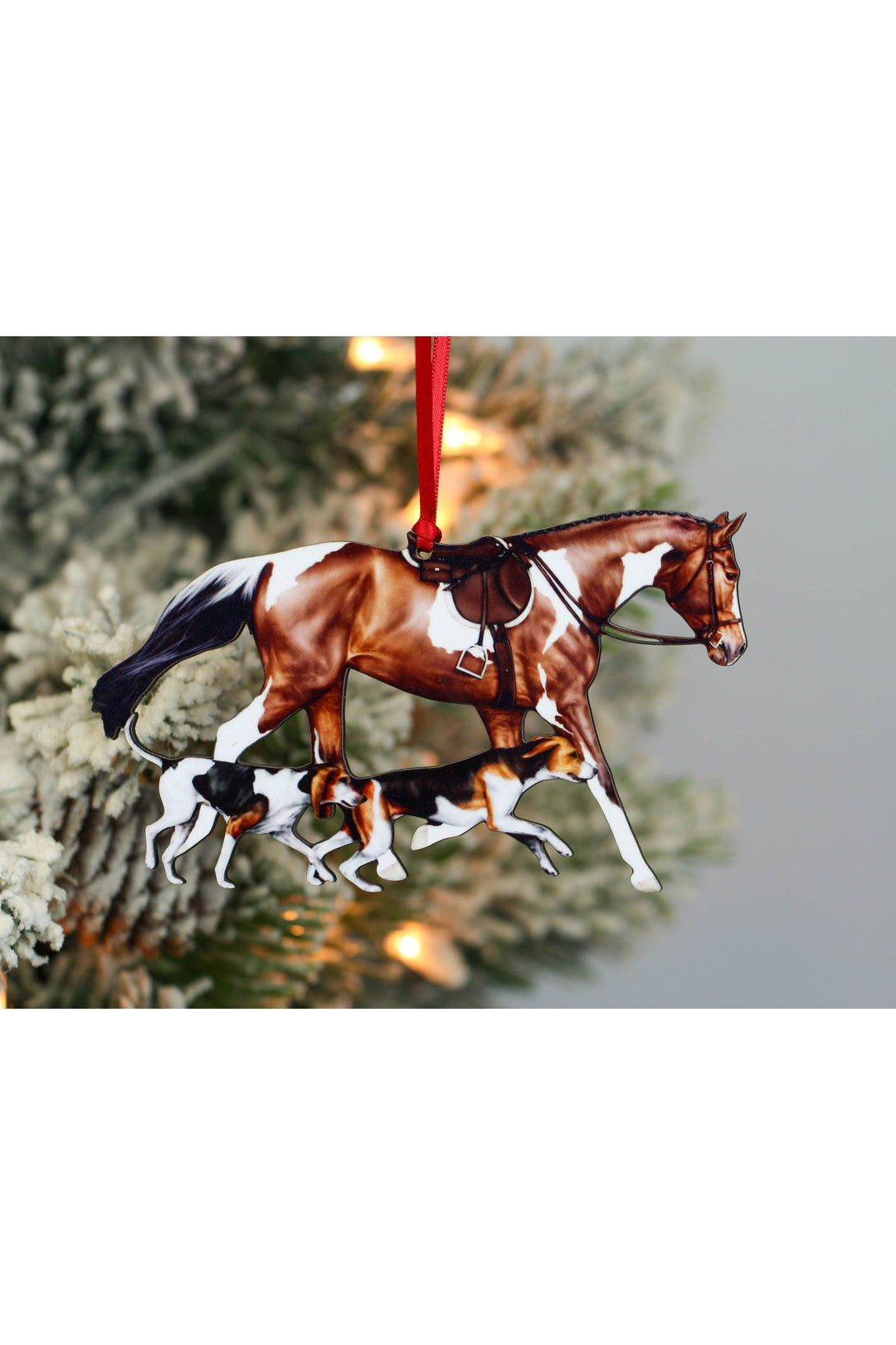 Bay Tobiano Fox Hunter Horse &amp; Hounds Field Hunter Ornament