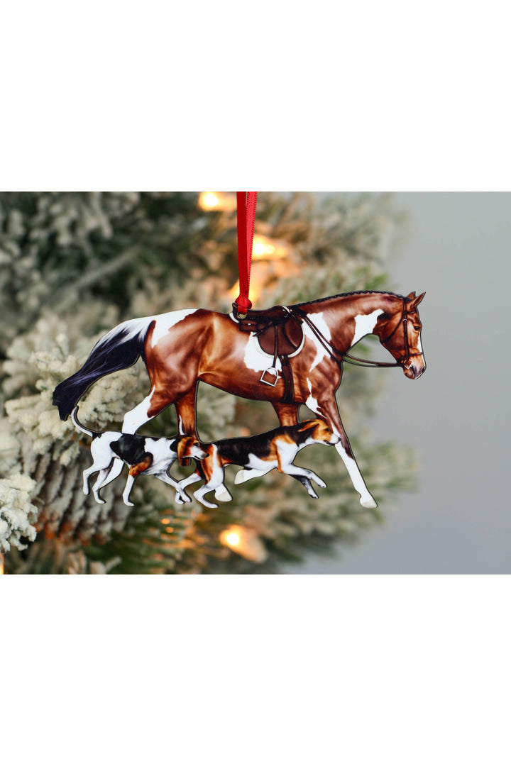 Bay Tobiano Fox Hunter Horse &amp; Hounds Field Hunter Ornament