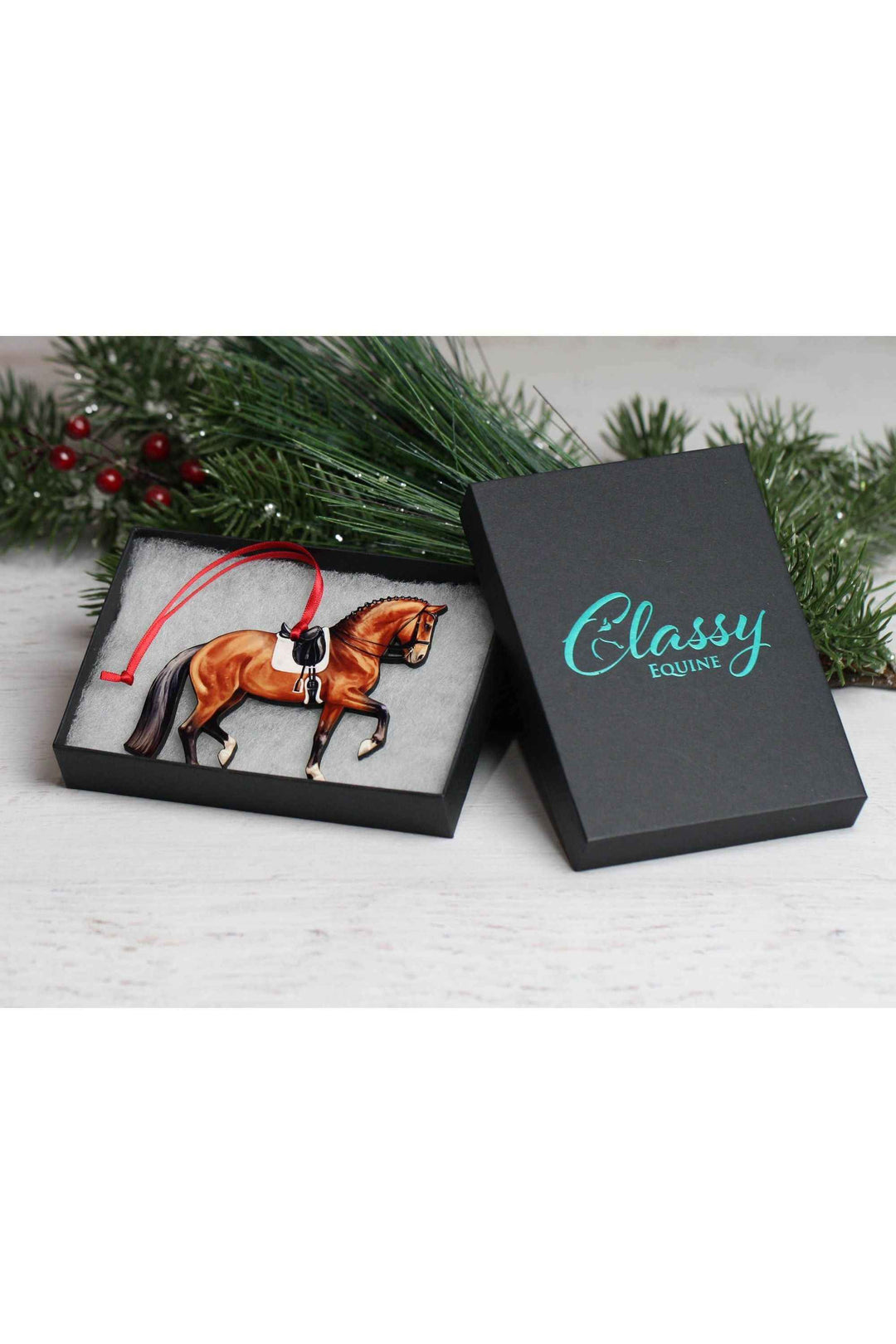 Dressage Horse Ornament - Bay Sport Horse