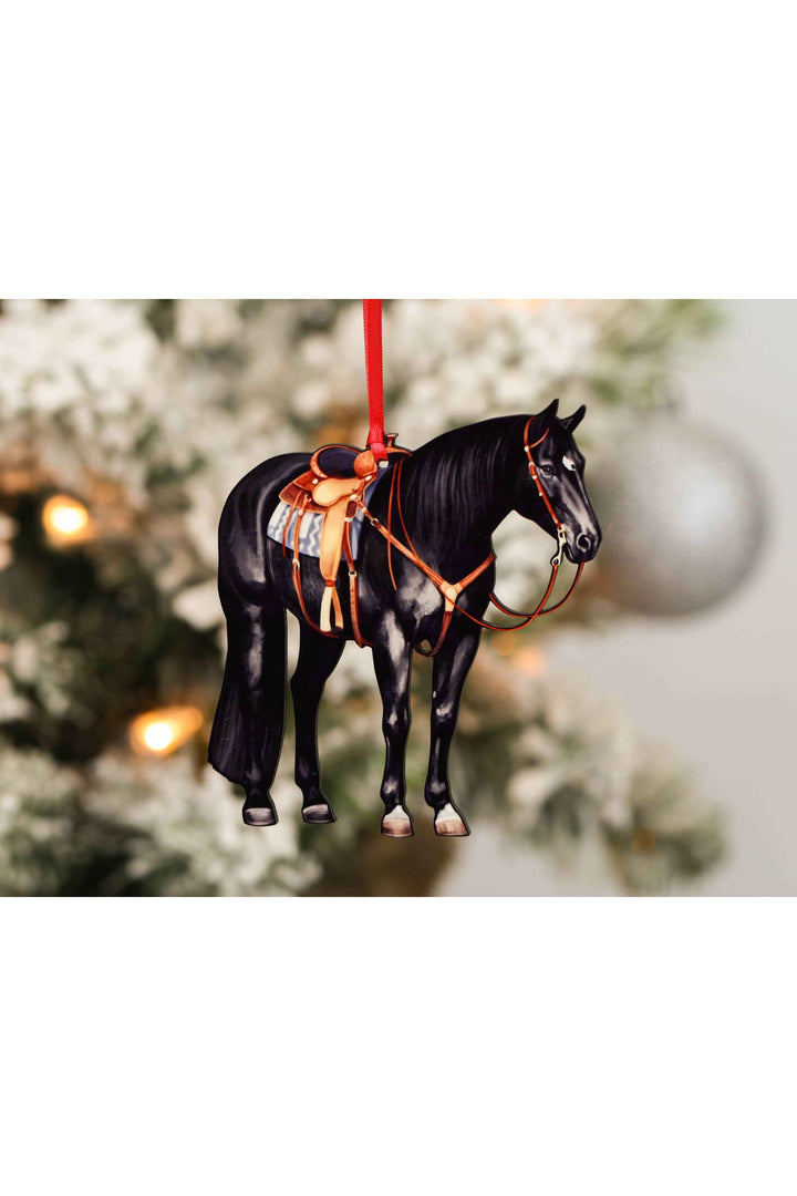 Black Western Ranch Horse Ornament - Quarter Horse Christmas