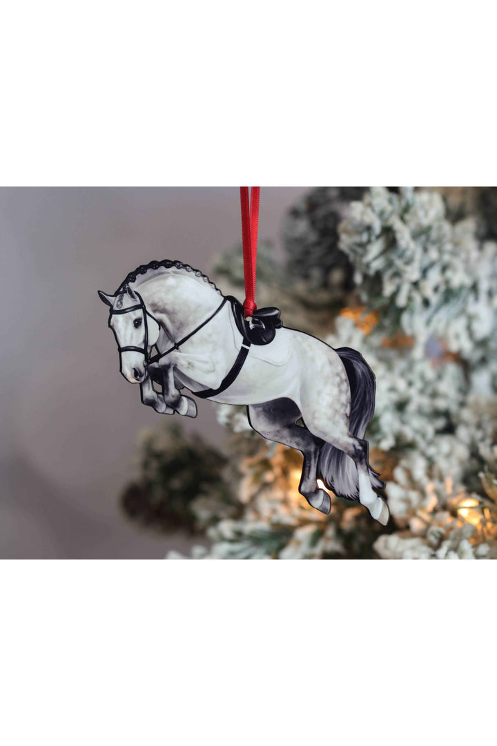 Jumping Horse Ornament - Gray Hunter Equestrian Décor
