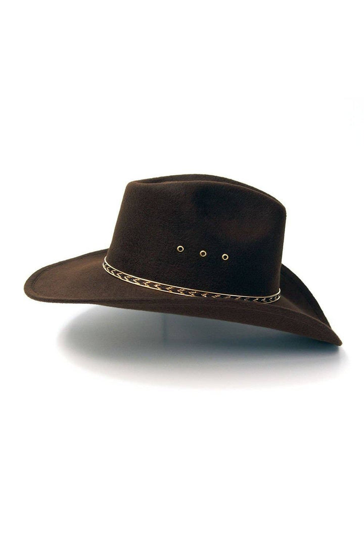 Brown Felt Finish Western Pinch Front Hat
