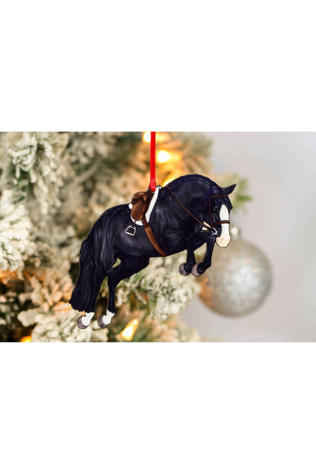 Hunter Jumper Horse Christmas Ornament - Black Sport Horse