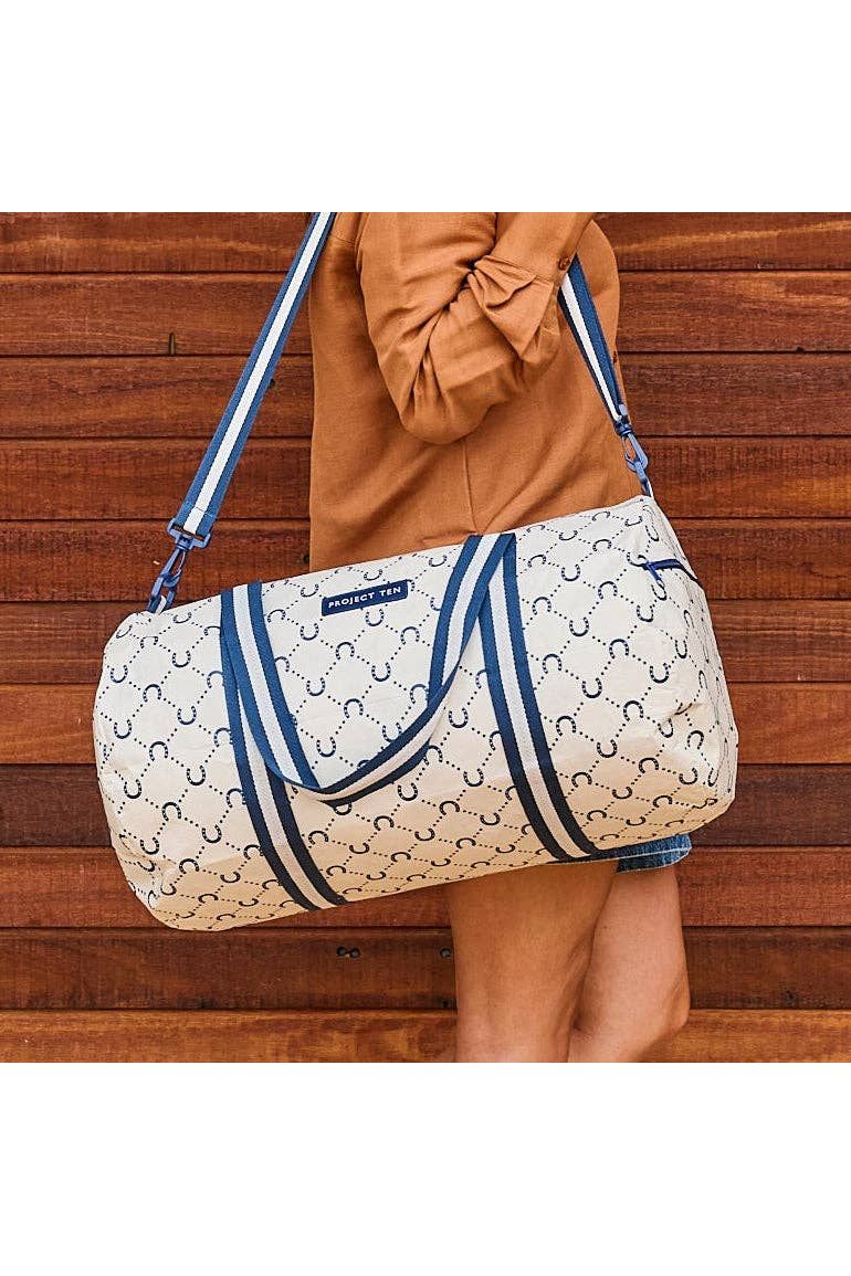 Barrel Bag – Navy Horseshoe