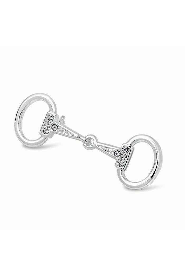 Small Silver Plated Snaffle Bit Stock Pin: Clear