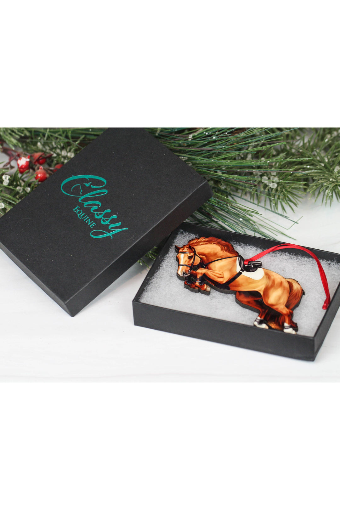 Jumping Horse Ornament - Chestnut Hunter