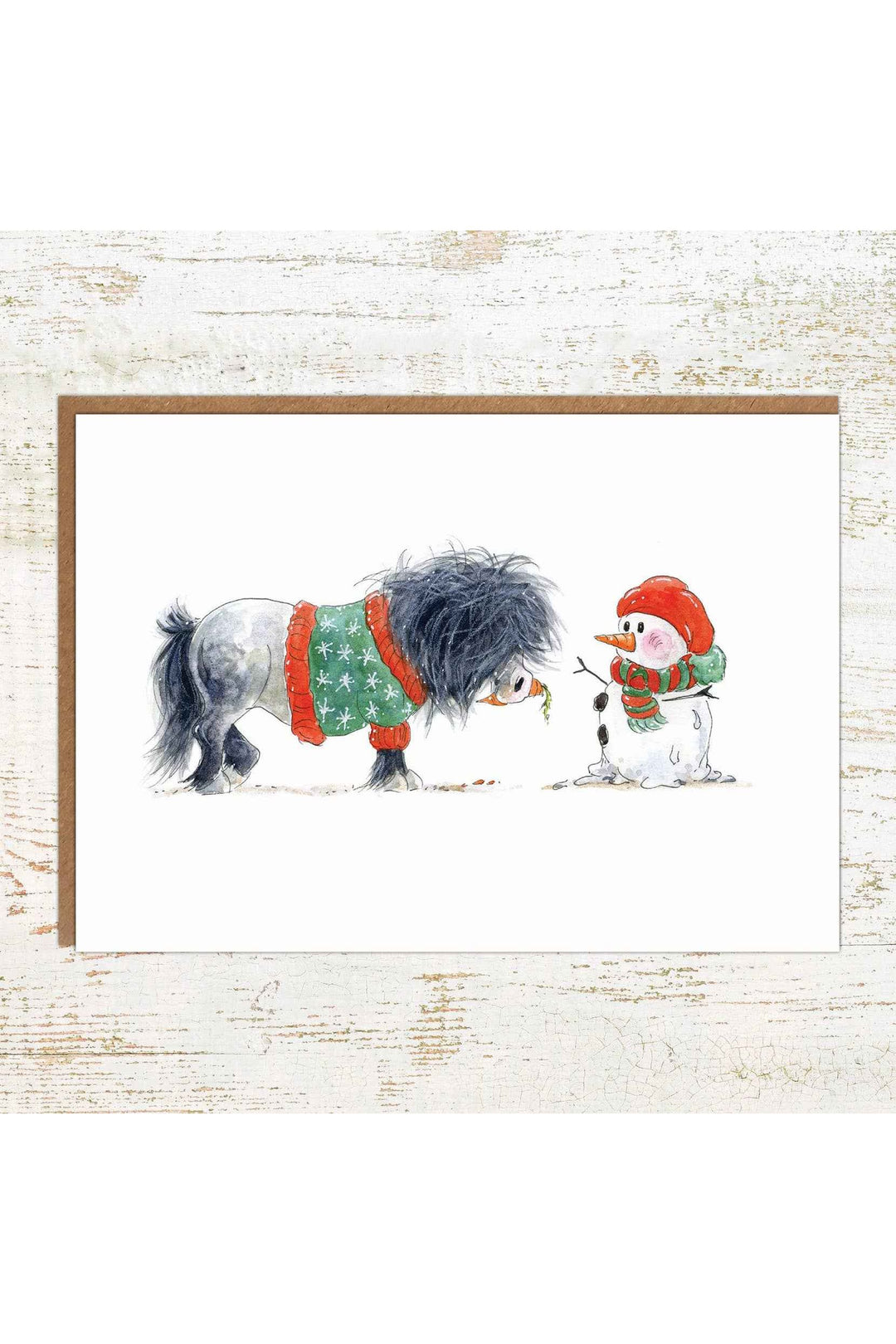 Christmas Snowman - Shetland Pony Christmas Card