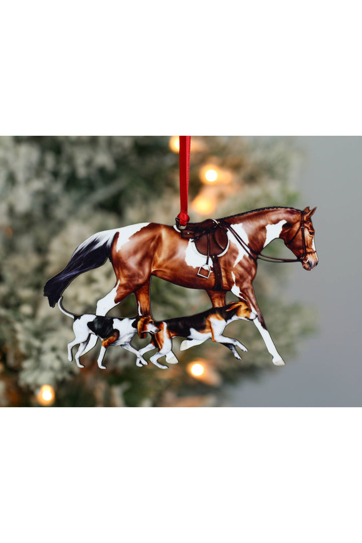 Bay Tobiano Fox Hunter Horse &amp; Hounds Field Hunter Ornament