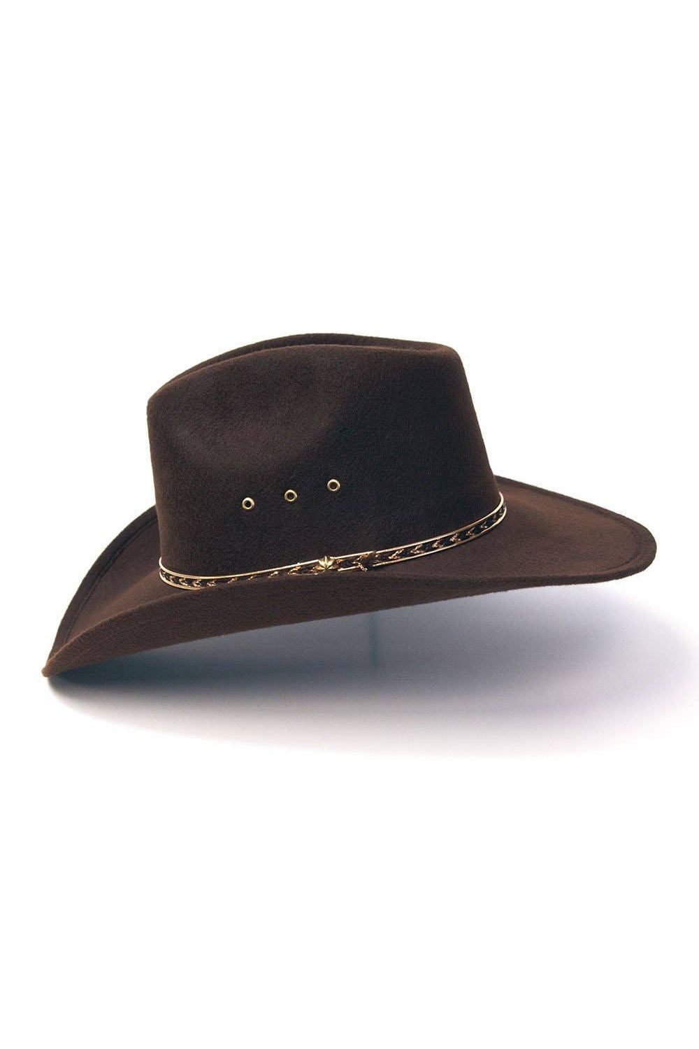 Brown Felt Finish Western Pinch Front Hat