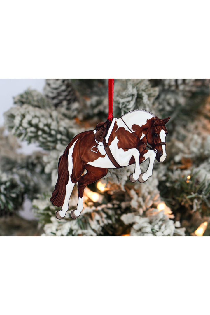 Hunter Jumper Horse Christmas Ornament - Chestnut Tobiano