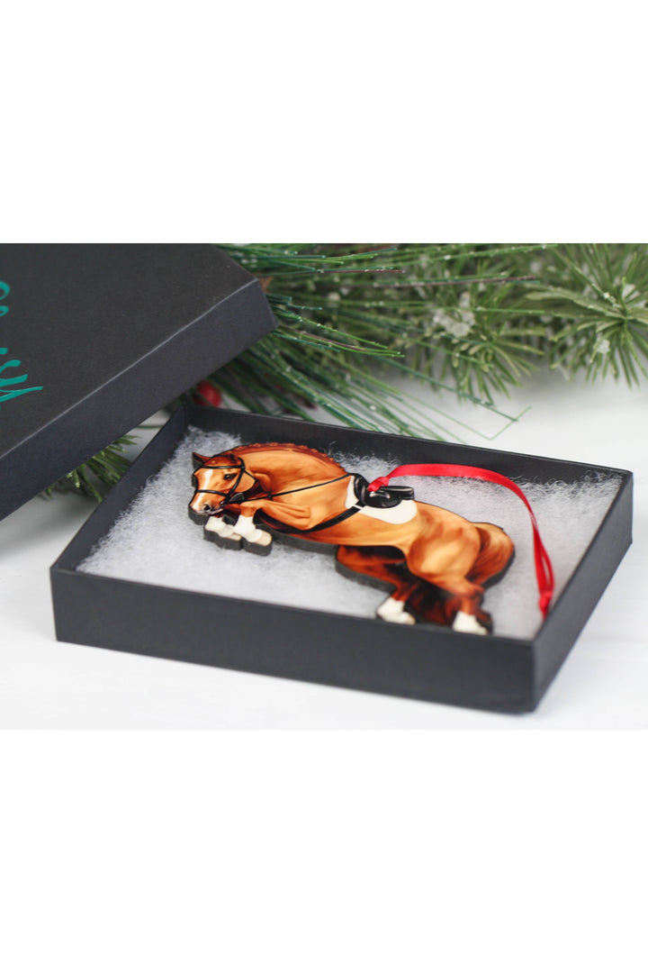 Jumping Horse Ornament - Chestnut Hunter