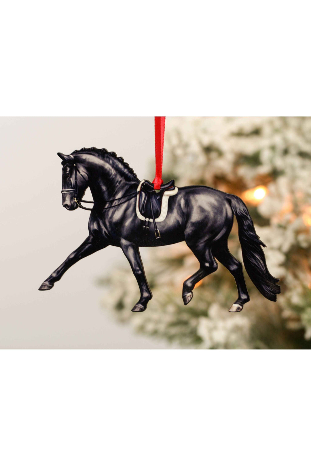 Dressage Horse Ornament - Black Extended Trot Dressage Décor