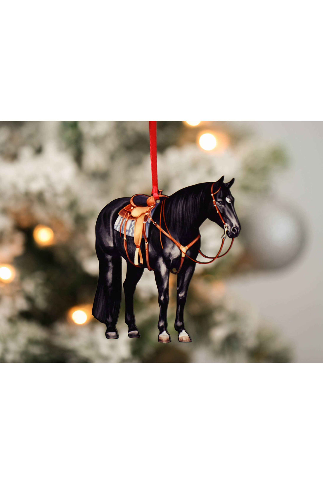 Black Western Ranch Horse Ornament - Quarter Horse Christmas