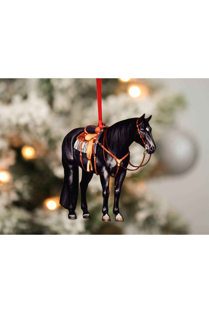 Black Western Ranch Horse Ornament - Quarter Horse Christmas
