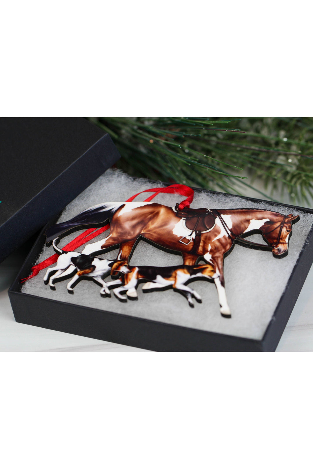 Bay Tobiano Fox Hunter Horse &amp; Hounds Field Hunter Ornament
