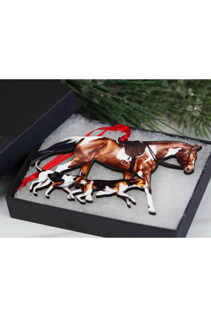 Bay Tobiano Fox Hunter Horse &amp; Hounds Field Hunter Ornament