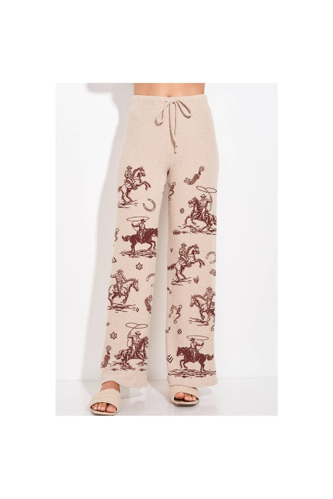 Desert Cowgirl Print Rib Hoodie Loungewear/PJ Set