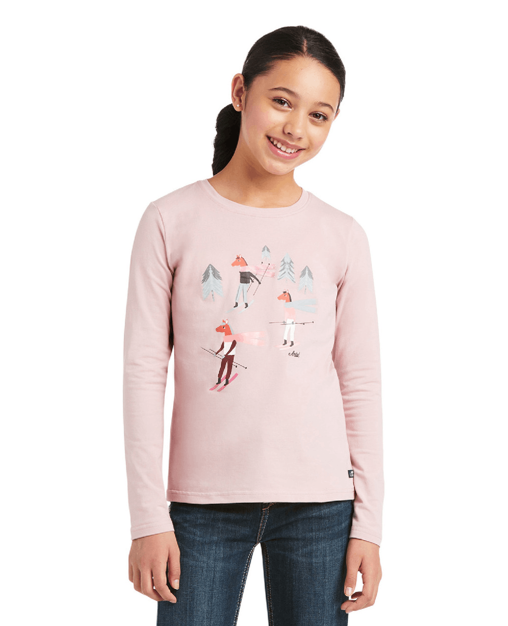 Ariat Girls Powder Ponies LS T-Shirt Kid's Clothing & Footwear 