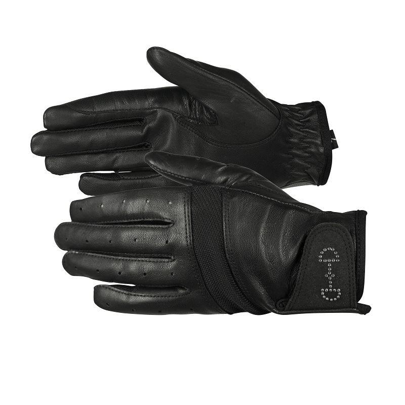 Horze Ladies Leather Mesh Gloves -Black Gloves and Socks 