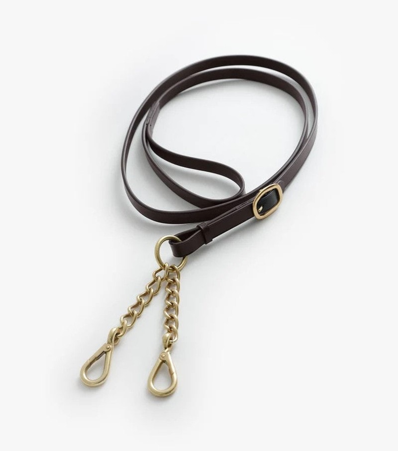 Premier Equine Leather Lead with Chain Coupling Bridles & Reins 